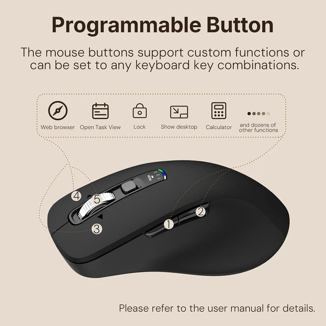Alt view image 6 of 7 - INFINMIND L516 Wireless Mouse, Bluetooth Programmable Mouse.