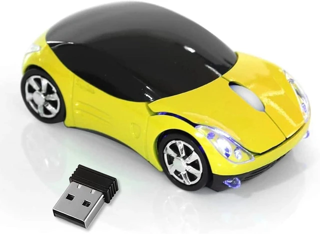 Main image of Yellow Wireless MouseCar Mouse 1600DPI 2.4G with USB Reciver for Computer Wireless Computer Mouse Wireless Cute Wireless Mouse for Mac OS Windows for Laptop TabletYellow
