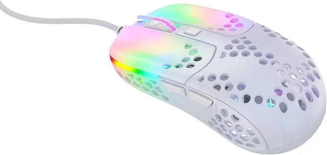Alt view image 2 of 6 - Xtrfy MZ1, Ultra-Light Wired Gaming Mouse, Cutting-Edge Pixart 3389 Sensor, Unique Shape for Optimum Aim, Adjustable RGB Lighting, White Rail Edition