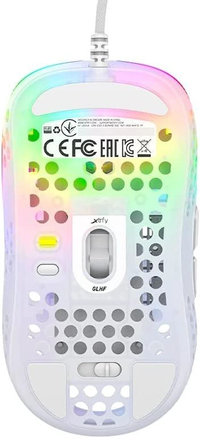 Alt view image 4 of 6 - Xtrfy MZ1, Ultra-Light Wired Gaming Mouse, Cutting-Edge Pixart 3389 Sensor, Unique Shape for Optimum Aim, Adjustable RGB Lighting, White Rail Edition