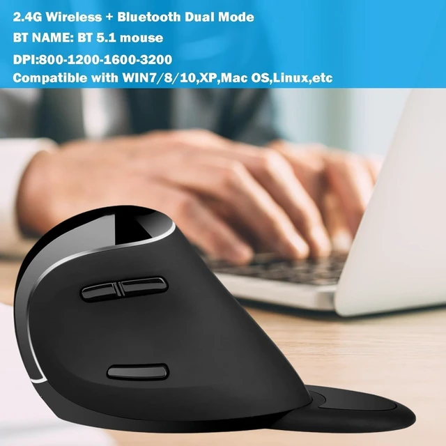 Alt view image 3 of 7 - Ergonomic Vertical Mouse: 2.4G Bluetooth Dual Mode Optical Computer Mice,Wireless Rechargeable Mouse with Removable Palm Rest,Compatible with Windows and MAC OS (V638 Dual Mode)