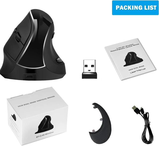 Alt view image 7 of 7 - Ergonomic Vertical Mouse: 2.4G Bluetooth Dual Mode Optical Computer Mice,Wireless Rechargeable Mouse with Removable Palm Rest,Compatible with Windows and MAC OS (V638 Dual Mode)