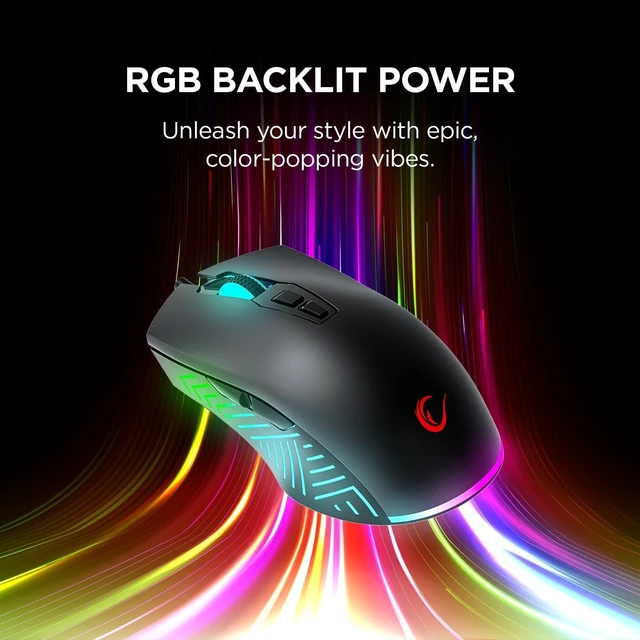 Alt view image 6 of 7 - Rampage Spear V2 Black Wired Gaming Mouse with RGB Lighting 12800 DPI, 7 Programmable Buttons, Lightweight Ergonomic Gaming Mouse for PC/Mac/Laptop Gamers