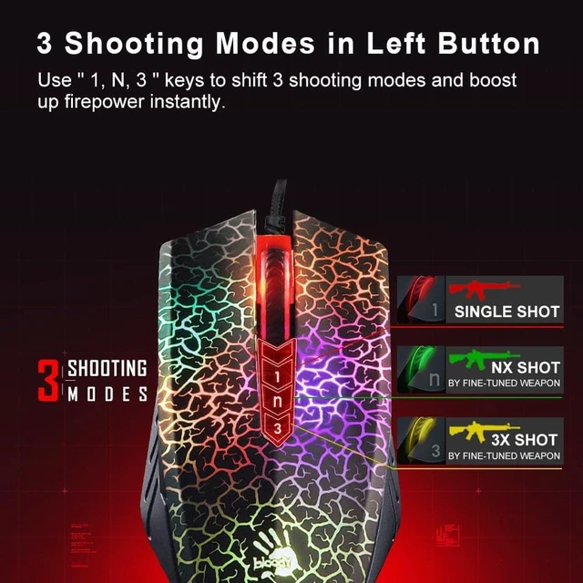 Alt view image 4 of 5 - Bloody Optical Gaming Mouse with Light Strike (LK) Switch & Scroll - Fully Programmable and Advance Macros (A70 II)