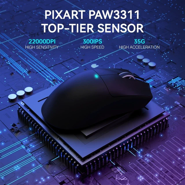 Alt view image 5 of 7 - ATTACK SHARK X11 Wireless Gaming Mouse, PAW3311 Sensor, Lightweight, RGB Charging Dock, 22,000 DPI, Tri-Mode Connectivity, 5 Programmable Buttons - Black