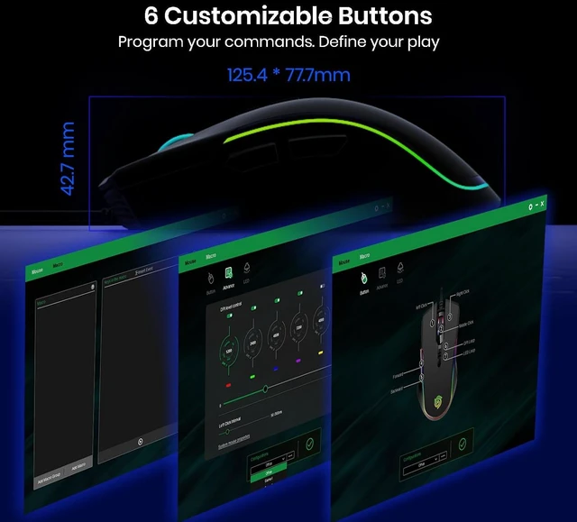Alt view image 3 of 7 - Wired Gaming Mouse - Computer Corded Mouse with 6 Programmable Buttons