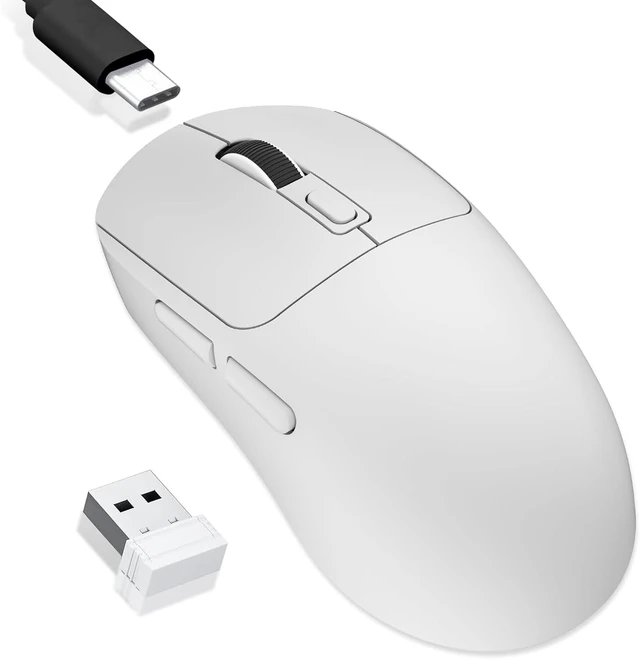 Main image of MELOGAGA Wireless Gaming Mouse, 3-Mode Bluetooth/2.4G/USB-C, 8 DPI -White