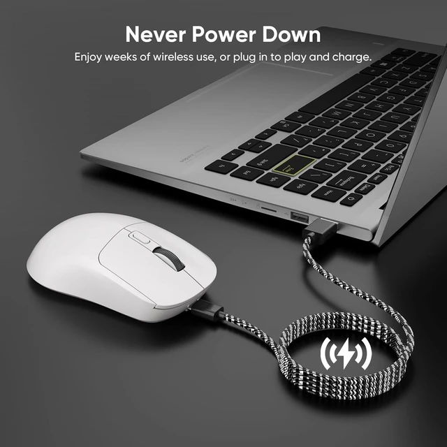 Alt view image 5 of 7 - MELOGAGA Wireless Gaming Mouse, 3-Mode Bluetooth/2.4G/USB-C, 8 DPI -White