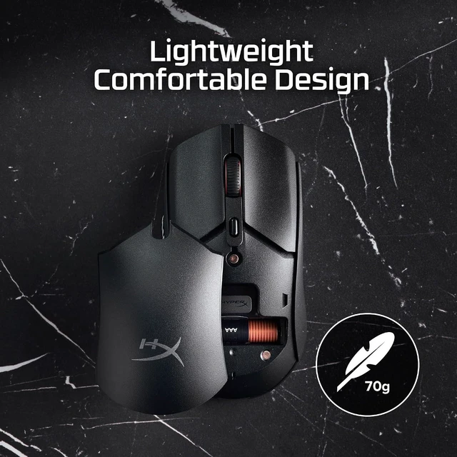 Alt view image 6 of 7 - HyperX Pulsefire Haste 2 Core Wireless Gaming Mouse for PC, Long Battery Life, Lightweight, Custom Core Sensor, Dual Wireless Connectivity, Black