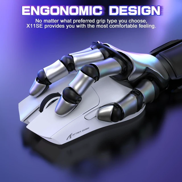 Alt view image 4 of 7 - ATTACK SHARK X11 SE Ultra-Light Wireless Gaming Mouse, White