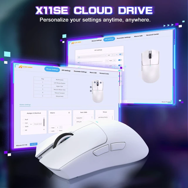 Alt view image 7 of 7 - ATTACK SHARK X11 SE Ultra-Light Wireless Gaming Mouse, White