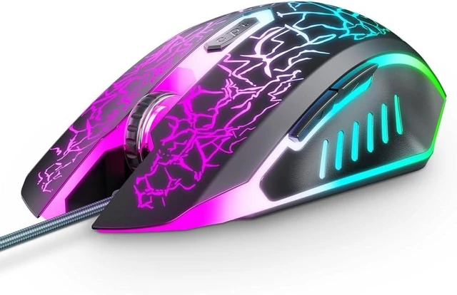 Main image of VersionTECH. Wired Gaming Mouse, Computer Mouse Ergonomic Mice with 7 LED Lights RGB Backlit, 6 Programmable Buttons, 4 Adjustable DPI for Laptop PC Gamer Desktop Chromebook Mac Games-Black