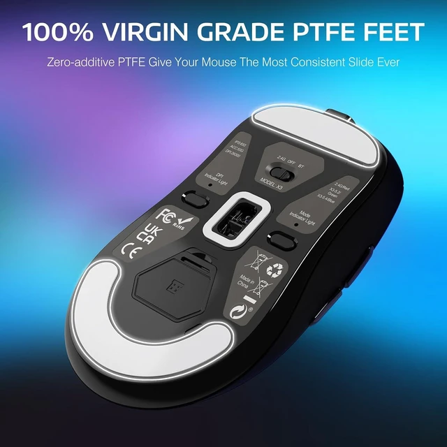 Alt view image 6 of 7 - ATTACK SHARK X3 Lightweight Wireless Gaming Mouse with Tri-Mode 2.4G/USB-C Wired/Bluetooth,Up to 26K DPI, PAW3395 Optical Sensor,Kailh GM8.0 Switch,5 programmable Buttons for PC/Win/Mac(Black)