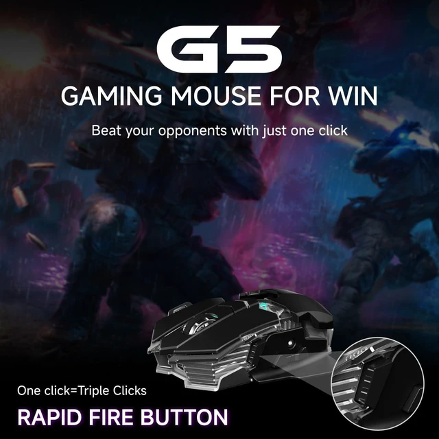 Alt view image 6 of 7 - Wireless Gaming Mouse with RGB Backlit, Tri-Mode, Rechargeable 12800 DPI