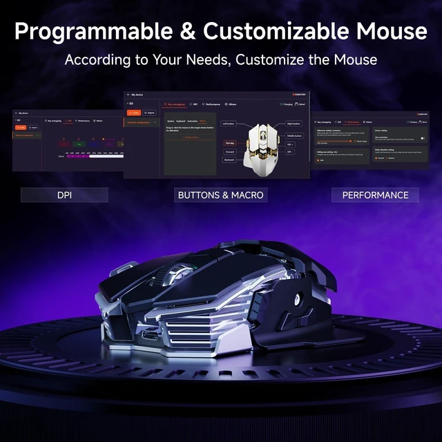 Alt view image 7 of 7 - Wireless Gaming Mouse with RGB Backlit, Tri-Mode, Rechargeable 12800 DPI