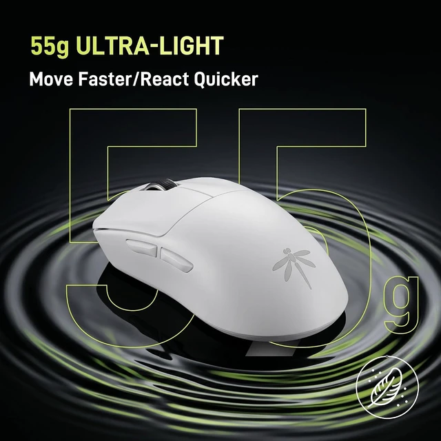 Alt view image 3 of 7 - VGN Dragonfly F1 Pro Max Wireless Gaming Mouse, 130h Playtime Long Endurance, 55g Lightweight, PAW3395 26K DPI Flagship Sensor, 4000Hz Polling Rate Supported, Low Latency Esports Peripherals, White