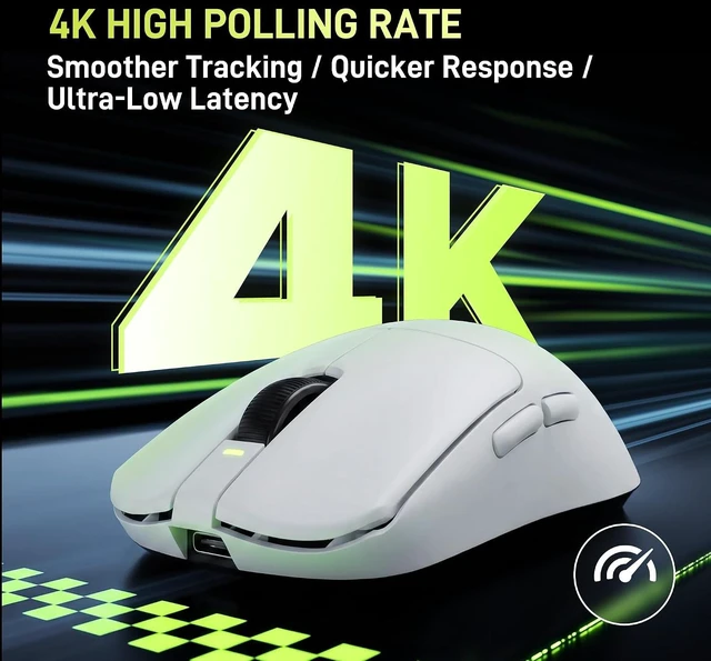 Alt view image 2 of 7 - VGN Dragonfly F1 Pro Max Wireless Gaming Mouse, 130h Playtime Long Endurance, 55g Lightweight, PAW3395 26K DPI Flagship Sensor, 4000Hz Polling Rate Supported, Low Latency Esports Peripherals, White