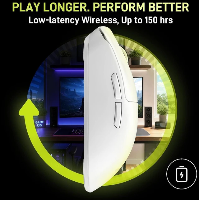 Alt view image 5 of 7 - VGN Dragonfly F1 Pro Max Wireless Gaming Mouse, 130h Playtime Long Endurance, 55g Lightweight, PAW3395 26K DPI Flagship Sensor, 4000Hz Polling Rate Supported, Low Latency Esports Peripherals, White