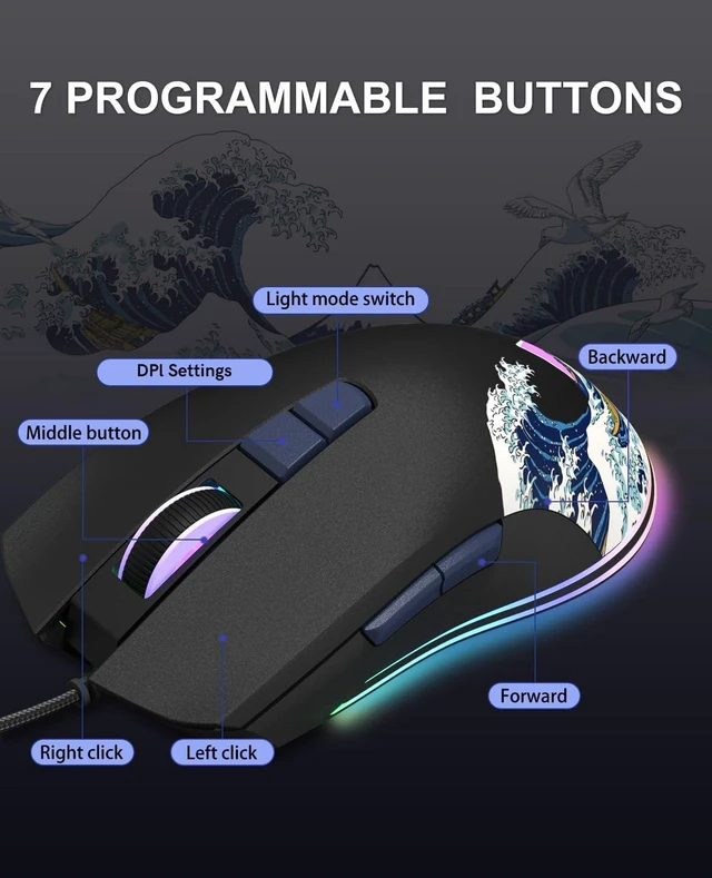 Alt view image 6 of 7 - Womier USB Wired Gaming Mouse for PC Computer Windows Mac Laptop