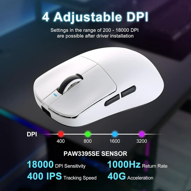 Alt view image 3 of 7 - ATK R1 SE+ Wireless Gaming Mouse, 18000 DPI,Tri-Mode Mouse(White)
