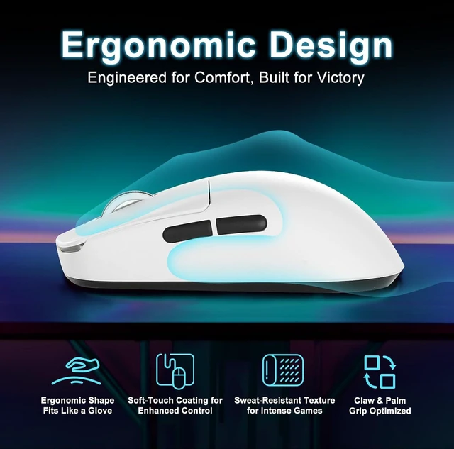 Alt view image 6 of 7 - ATK R1 SE+ Wireless Gaming Mouse, 18000 DPI,Tri-Mode Mouse(White)
