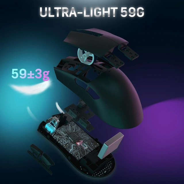 Alt view image 6 of 7 - MAGIC-REFINER Attack Shark X11 59g Lightweight Wireless Gaming Mouse,RGB Magnetic Charging Dock,PixArt PAW3311,Tri-Mode-BT/2.4G Wireless/Wired Mouse,22000 DPI,5 Programmable Buttons for Pc/Mac(Black)