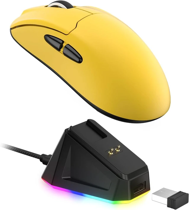 Main image of LTC GM022 Ultralight 3-Mode Wireless Gaming Mouse with RGB Charging Dock, PAW3395 26K DPI Sensor, 55G Lightweight Ergonomic Bluetooth Gaming Mouse, 5 Programmable Buttons, 80 Million Click Switch