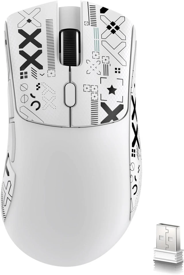 Main image of ATTACK SHARK R1 Wireless Gaming Mouse,Tri-Mode Connection (2.4G/Wired/BT5.2),55g Lightweight,18K DPI Optical Sensor,HUYU 20 Million Key Life,Ergonomic Design,for PC/Laptop/Win/Mac(White+Sticker)