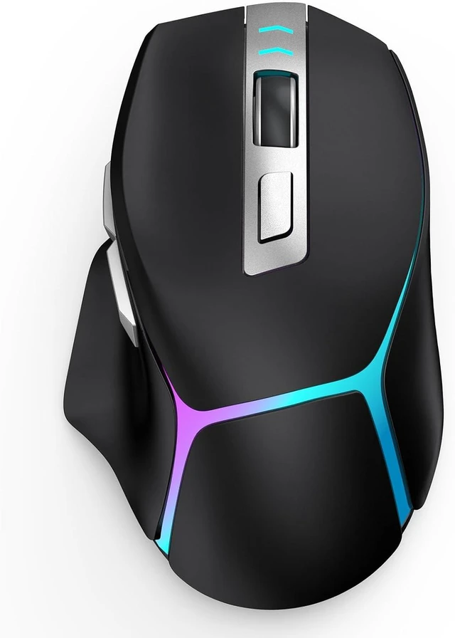 Main image of Bluetooth Wireless Gaming Mouse,12500 DPI RGB Ergonomic Mouse with Tri-Mode (2.4G/USB-C/Wired), Rechargeable Gamer Mice for Computer, Mac, iPad, Laptop & PC (Black)