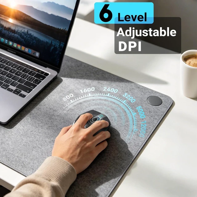 Alt view image 5 of 7 - Bluetooth Wireless Gaming Mouse,12500 DPI RGB Ergonomic Mouse with Tri-Mode (2.4G/USB-C/Wired), Rechargeable Gamer Mice for Computer, Mac, iPad, Laptop & PC (Black)