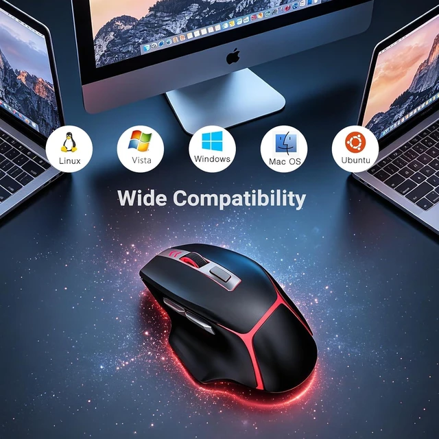 Alt view image 7 of 7 - Bluetooth Wireless Gaming Mouse,12500 DPI RGB Ergonomic Mouse with Tri-Mode (2.4G/USB-C/Wired), Rechargeable Gamer Mice for Computer, Mac, iPad, Laptop & PC (Black)