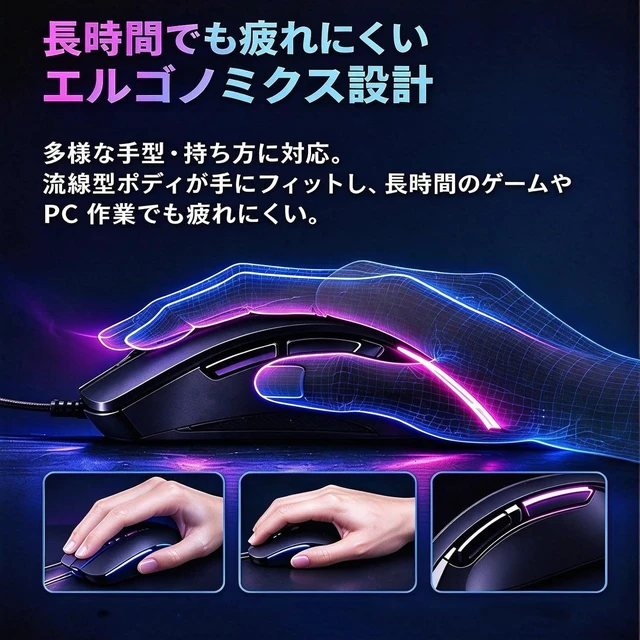 Alt view image 4 of 6 - FANTECH X9 Wired Gaming Mouse - 4800 DPI RGB 7 Programmable Buttons, Black