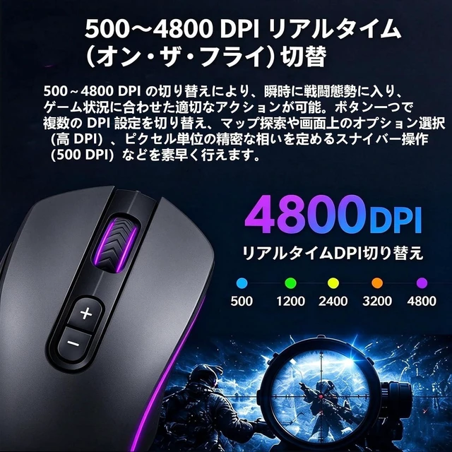 Alt view image 5 of 6 - FANTECH X9 Wired Gaming Mouse - 4800 DPI RGB 7 Programmable Buttons, Black