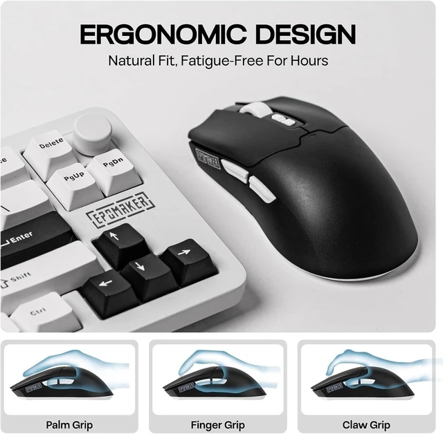 Alt view image 4 of 7 - EPOMAKER Click Lite Wireless Gaming Mouse, 800 to 12,000 DPI Adjustable, PAW3311 Sensor, 500mAh, 59g, 2.4G/BT/USB-C Rechargeable Wireless Mouse with 5 Programmable Buttons for PC/Mac/Linux (Black)
