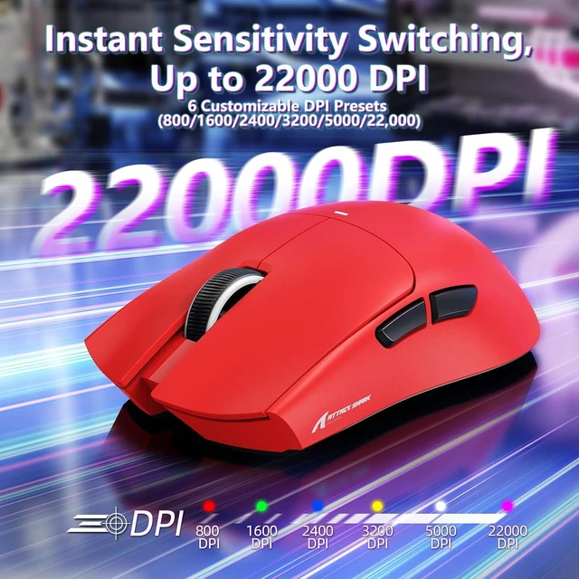 Alt view image 5 of 7 - ATTACK SHARK X11 SE Tri Mode Lightweight Wireless Gaming Mouse - Red