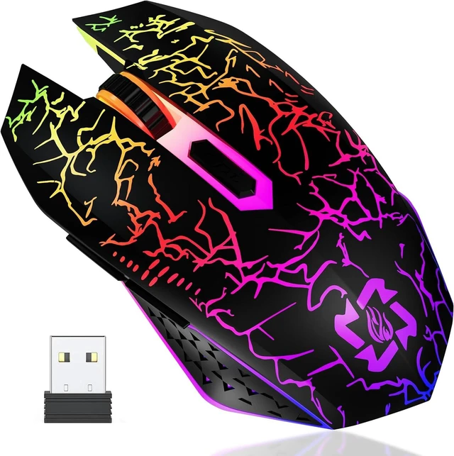 Main image of MELOGAGA Wireless Bluetooth Gaming Mouse, RGB Rechargeable, Silent, Black