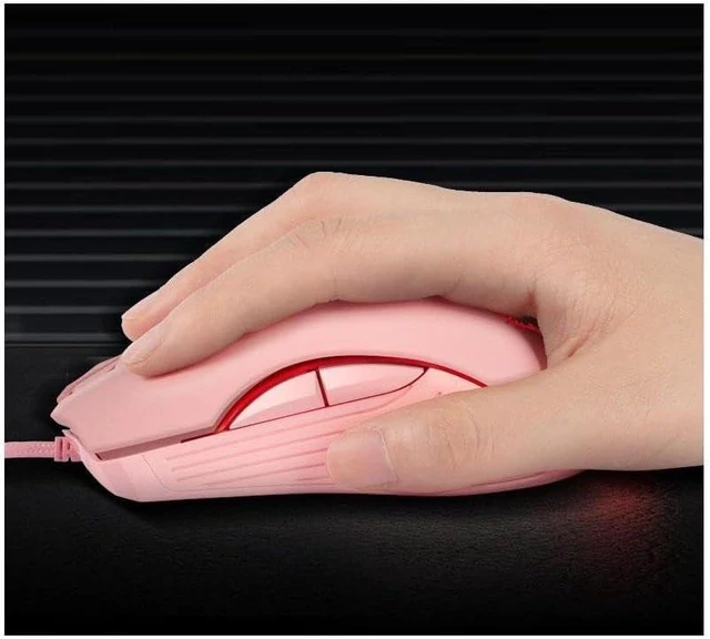 Alt view image 6 of 7 - Gaming Wired USB Mouse, 2400DPI 4 Adjustable Levels, Ergonomic Slient Mouse for PC/Desktop/Laptop - Pink Cat