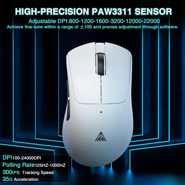 Alt view image 5 of 7 - SOLAKAKA SM805 Lightweight Wireless Gaming Mouse,24000 DPI,Tri-Modes Connection,BT5.0/Type-C Wired/2.4G Wireless Mouse Gaming with 2 Side Buttons, Engineering Grip Custom Mouse for Gamer,White