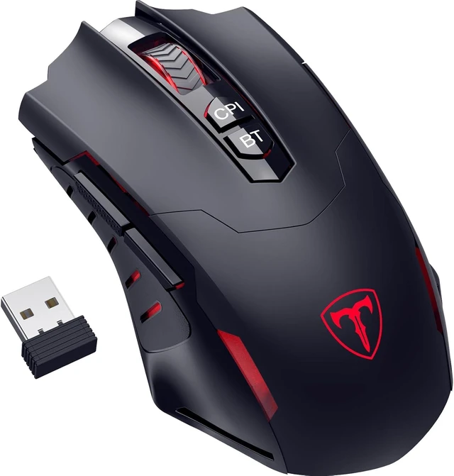 Main image of RisoPhy PC400 Wireless Gaming Mouse with 8000 DPI, 2.4G & Bluetooth Dual Mode Connection - Ergonomic Design, 7 Programmable Buttons, RGB backlighting, Precision Sensor for PC and Gaming