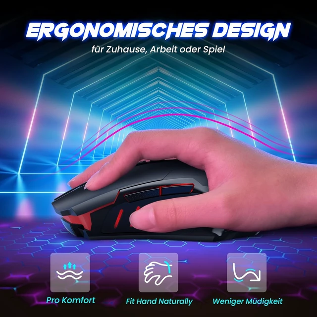 Alt view image 5 of 7 - RisoPhy PC400 Wireless Gaming Mouse with 8000 DPI, 2.4G & Bluetooth Dual Mode Connection - Ergonomic Design, 7 Programmable Buttons, RGB backlighting, Precision Sensor for PC and Gaming