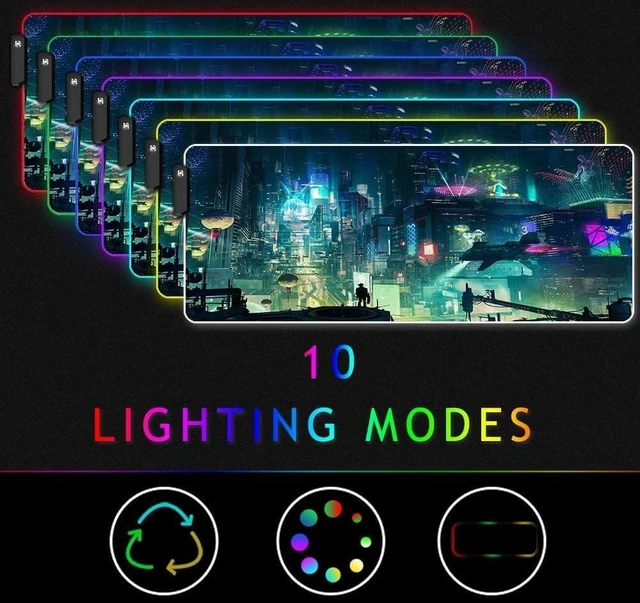Alt view image 3 of 6 - RGB Mouse Pad, XXL LED Gaming Mouse Mat Heavy Duty Anty Slip 35.4 * 15.7 Inches greencity