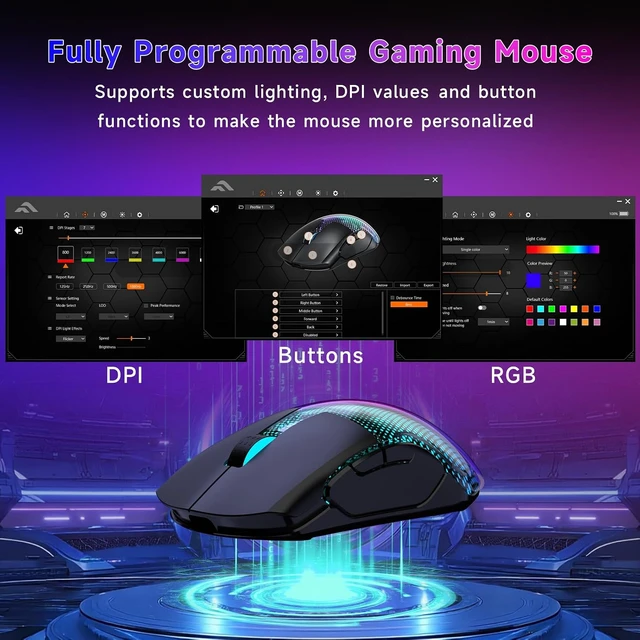 Alt view image 2 of 7 - Master02 Wireless Gaming Mouse, 12000 DPI, 75H Battery, Tri-Mode, Black