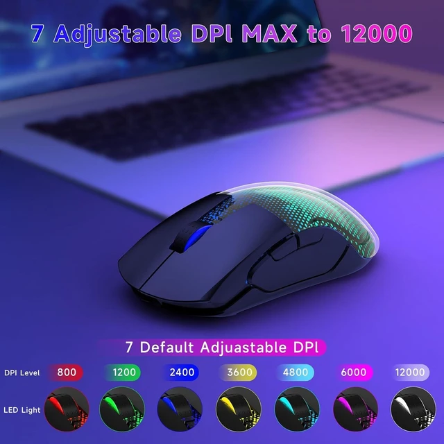 Alt view image 3 of 7 - Master02 Wireless Gaming Mouse, 12000 DPI, 75H Battery, Tri-Mode, Black