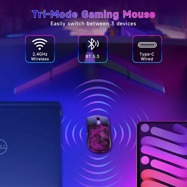 Alt view image 7 of 7 - Master02 Wireless Gaming Mouse, 12000 DPI, 75H Battery, Tri-Mode, Black