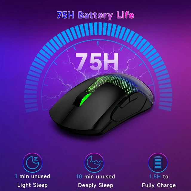 Alt view image 6 of 7 - Master02 Wireless Gaming Mouse, 12000 DPI, 75H Battery, Tri-Mode, Black