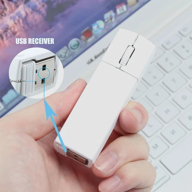 Alt view image 3 of 6 - elec Space Wireless Mini Finger Mouse - Silent Dual-Mode Bluetooth & 2.4GHz, Ergonomic Portable PC Mice with Case, Compatible with MacBook and Chromebook