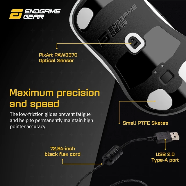 Alt view image 5 of 6 - ENDGAME GEAR XM1r Gaming Mouse, Programmable Mouse with 5 Buttons and 19,000 DPI, White