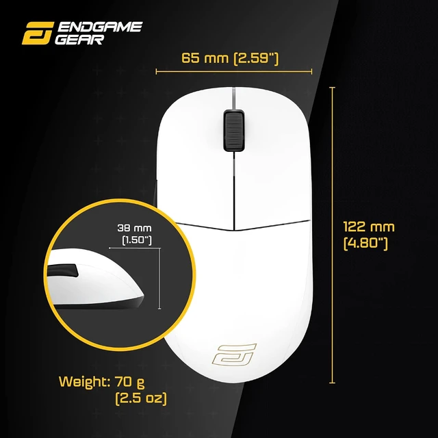 Alt view image 6 of 6 - ENDGAME GEAR XM1r Gaming Mouse, Programmable Mouse with 5 Buttons and 19,000 DPI, White