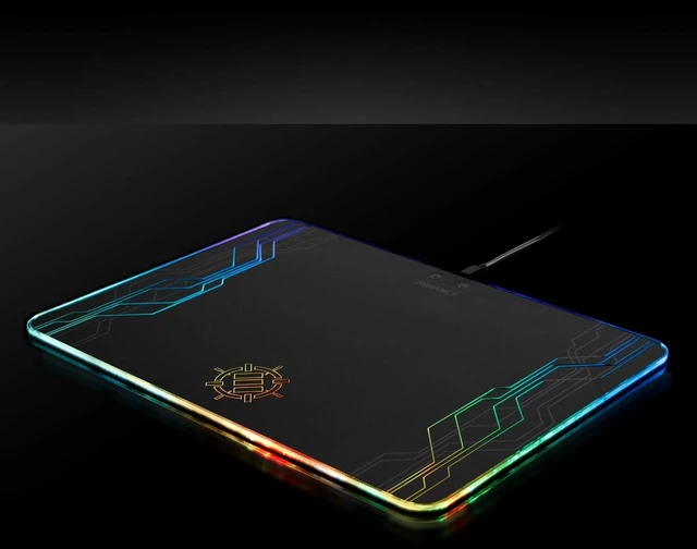 Alt view image 2 of 7 - ENHANCE LED Gaming Mouse Pad RGB - Hard Mouse Pad with 7 Light Up Modes and Brightness Controls - Large Surface (13.75 x 9.8 in) with Glowing Lights and Rubber Non-Slip Grip for Desktop Gamers