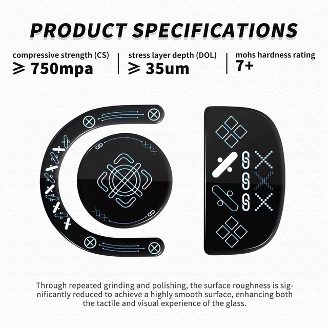 Alt view image 2 of 3 - Tempered Glass Mouse Skates for Logitech G PRO X2 Superstrike, G PRO X Superlight 2 & 2 SE, Ultra-Smooth Gaming Mouse Feet for Precision Control & Durable Performance (Printing Pattern)